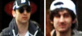 Suspects number 1, left, and suspect number 2, right, walking through the crowd in Boston on Monday, April 15  before the explosions at the Boston Marathon. Suspect number 1 has been killed.(Photo: AP Photo/FBI)